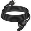 HUARUI Cavo di prolunga per esterni, 3 m, in gomma, con spina Schuko per esterni, IP44, cavo di prolunga H05RR-F 3G1,5 mm² con tappo di protezione, cavo elettrico esterno, 3500 W, nero
