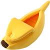 Generisch Cuccia per cani a banana letto caldo per animali domestici in inverno giallo con coperchio semiaperto per conigli, furetti, cincillà e criceti