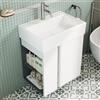 BRIDGE BENO Mobiletto Da Bagno Da 50 cm Con Lavabo in Ceramica Per Wc Ospiti, Mobile Compatto Per Piccoli Spazi, Bianco Opaco