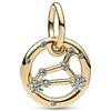 PANDORA Pendente Moments con segno zodiacale del Leone placcato in oro 14 carati con zirconi cubici trasparenti