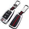 Happyit Cover in lega di zinco per chiave auto per Audi Sline A3 A5 Q3 A6 C5 C6 A4 B6 B7 B8 TT 80 S6 3 pulsanti FOB chiavi portachiavi accessori (argento)