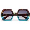 OKKIA Occhiale da Sole Premontato Esagonale Mod. Emma Havana Blue