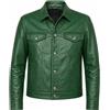 Fatto a mano Elegante camicia verde da uomo fatta a mano di design adatta in vera pelle di...