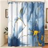 Xiaoterna Blu e bianco Puntini d'oro Tenda da doccia in marmo Arte moderna Tenda da bagno impermeabile Astratta contemporanea Estetica Resistente alla muffa Poliestere Decorazione bagno 180x220cm