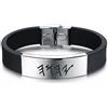 KBNSUIAN Bracciale da uomo in silicone ebraico Paleo con fibbia in acciaio inox, braccialetto Yhwh in ebraico nome di Dio Tetragramma Amuleto, 22 cm, Acciaio inossidabile Silicone, Acciaio