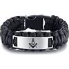 KBNSUIAN Braccialetto da uomo in paracord massonico intrecciato fatto a mano, con emblemi muratori, gioiello per muratura, nero, marrone, 22,9 cm, 9 inches, Paracord