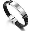 KBNSUIAN Bracciale in pelle con sigilli dei sette Arcangeli, braccialetto cattolico in pelle con 7 Arcangeli, braccialetto di protezione religioso cristiano, amuleto per battesimo, gioiello per donne e uomini,