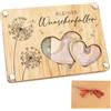YPLANGENT Biglietto matrimonio in legno con busta motivo cuore | Biglietto 14 x 10 x 0,2 cm con apertura a cuore busta e 4 fermacampioni per denaro buoni e messaggi