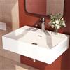 EMKE Lavandino Bagno Rettangolare 51 x 36 x 13 cm, Lavabo da Appoggio e Sospeso in Ceramica Bianco Lucido, Lavandino Moderno per Bagno e Bagno di Servizio - Senza Rubinetto e Piletta