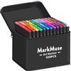 MarkMuse Marcatore 120 Colori, Pennarelli Doppia Punta 2S Asciugatura Rapida, Marker Pennarelli Professionali con Base e Borsa per Adulto Sketch, Colorare, Illustrazioni, Disegnare, Anime