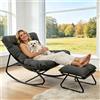 BQSWYD Sedia a Dondolo Esterno con Pouf, Poltrona Salotto Sedia a Dondolo Imbottita, Poltrona Relax Ergonomica, Poltrona a Dondolo per Salotto Terrazza Balcone Camera,Portata 150 kg
