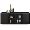 Mobili Fiver, Mobile Basso Romina (183,6x36x70 cm), 2 Ante, Nero Frassino, 183.6 cmx36 cmx70 cm, NF, Credenza Soggiorno Moderna, Made in Italy