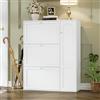 VIEKOS scarpiera con 3 ante e 1 porta, stretta, con divisori regolabili, a libera installazione, per corridoio, ingresso, soggiorno, bianco, 90x25x114cm