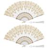 Ourdort 2PCS Ventaglio Bianco,Ventagli a Mano Pieghevole,Ventagli Donna | Ventaglio Bianco,Ventagli a Mano Pieghevole,Ventagli Donna,Ventaglis Matrimonio,Ventaglios pieghevoles da borsetta,per Festa