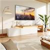 TIMORWTF Mobile TV LED bianco 200 cm, mobile TV moderno illuminazione LED RGB, mobile TV con 3 ante e ripiani aperti in vetro, per soggiorno o camera da letto (bianco 200 x 39 x 42 cm)