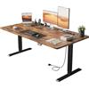 HLFURNIEU Scrivania Regolabile in Altezza, 160 x 80 cm, Scrivania Motorizzata con Prese e Porte USB, Tavolo Alzabile con 2 Controlli Memoria, Standing Desk Marrone Vintage