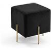 INTRECCI Pouf Quadrato in Velluto con Gambe Oro | Design Moderno ed Elegante | Colore: Nero