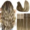 GOO GOO Invisi Edge Extension Capelli veri Biadesivo, 40cm 50g, 10 pz Invisi Edge con 10 pz di Classici Tape in, Ombreggiatura dal Castano Noce al Castano Cenere e al Biondo Candido, Capelli Umani