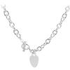 Tuscany Silver Collana da Donna in Argento Sterling con Catena Belcher Piccola Ovale e Cuore con T-Bar da 41 cm/16