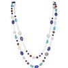 Bocar Collana Boho Stratificata con Perle di Cristallo e Catenina, Casual Quotidiano per Donna alla Moda Gioielli(NK-10084-diva blue)