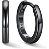 U7 SILVERCUTE Orecchini Cerchio Uomo Donna Neri Argento Sterling 925 10mm
