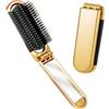 YPYMOD Spazzola per Capelli da Viaggio con Mini Specchio, Pieghevoli Spazzola Pettine per Massaggi Strumenti compatti per Lo Styling dei Capelli per Palestra, Viaggi, Borsa, Nuoto(Oro)