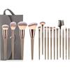 YPYMOD 15 Pezzi Set Pennelli Make up, Pennelli Trucco Professionale con Trousse in Pelle PU, Adatti per il Fondotinta Misto, Correttore, Blush, Ombretto, Contouring