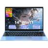 bvate PC Portatile 14 Pollici Notebook Win 11 Computer 256GB 1080P 2.4G+5G Supporta La Scheda SSD La Scheda TF Estesa, Wireless Bluetooth Mouse Wifi, Italiana Tastiera -Blu