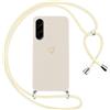 Oelrstfe Cover per Samsung Galaxy A26 5G con Cordino,Custodia Silicone Morbido Sottile con Motivo Cuore e Collana Laccio Tracolla,Antiurto Antigraffio Corda Collo Regolabile Protettiva Case,Bianco