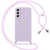 Oelrstfe Cover per Samsung Galaxy S21 FE 5G con Cordino,Custodia Silicone Morbido Sottile con Motivo Cuore e Collana Laccio Tracolla,Antiurto Antigraffio Corda Collo Regolabile Protettiva Case,Viola
