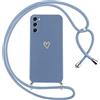 Oelrstfe Cover per Samsung Galaxy S20 FE 5G con Cordino,Custodia Silicone Morbido Sottile con Motivo Cuore e Collana Laccio Tracolla,Antiurto Antigraffio Corda Collo Regolabile Protettiva Case,Blu