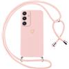 Oelrstfe Cover per Samsung Galaxy A55 con Cordino,Custodia Silicone Morbido Sottile con Motivo Cuore e Collana Laccio Tracolla,Antiurto Antigraffio Corda Collo Regolabile Protettiva Case,Rosa