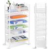 Shrivee Carrello Portadocumenti Ufficio 6 Ripiani con Ruote Mobile Salvaspazio Multifunzionale Acciaio Porta Schedario Cucina Storage Rack (Bianco)