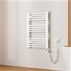EMKE Scaldasalviette Elettrico Bagno,Curvo,75 x 50cm, 300W,Termoarredo Asciugamani da Bagno con WIFI Termostato,Bianco,Radiatore da Bagno