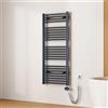 EMKE Scaldasalviette Elettrico Bagno,Curvo,120 x 50cm, 500W,Termoarredo Asciugamani da Bagno con WIFI Termostato,Antracite,Radiatore da Bagno