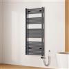 EMKE Scaldasalviette Elettrico Bagno,Curvo,140 x 60cm, 600W,Termoarredo Asciugamani da Bagno con WIFI Termostato,Antracite,Radiatore da Bagno