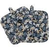 BONTHEE Presine per cucina, resistenti al calore, per piani di lavoro, presine da forno, presine in cotone, per cucina, cottura (foglie blu)
