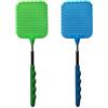 Keratobleem Scacciamosche, 2 pezzi Estensibile Scacciamosche, Scacciamosche Manuale,Portatile Scacciamosche Plastica, per Mosche, Zanzare e Insetti-Blu/Verde