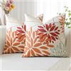 Artscope 2 Pezzi Dalia Floreale Arancione Rosso Federe Cuscini Geometrico 45x45cm, Primavera Cuscino Boemia Fiori Decorativo in Lino per la Decorazione Domestica Soggiorno Camera da Letto Divano