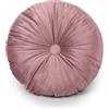Lovely Shabby Cuscino Arredo Tondo in Velluto Shabby Chic diametro 40cm Imbottitura Alta Divano Letto Poltrona Rosa Cipria Grigio Tortora Sabbia (CIPRIA)