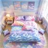 Loussiesd Nuvola Sky Set copripiumino perRainbow Bedding Set di da letto per bambini copripiumino carino leggero rosa morbido e blu cielo camera da letto bella adolescenti copriletto singolo cerniera