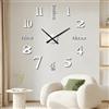 Aolso Orologio da Parete Adesivo Grande, 3D Adesivo Orologio Parete Decorazione, Orologios da Paretes Moderno Grande da 60 a 90 CM, Moderno Digitale Muro Casa, Adatto a Casa, Ufficio, Hotel, Argento