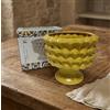 Mondocreazioni Vaso mezza pigna in ceramica porta fiori soprammobile colorato gic (Giallo, 20 x 18 CM ART 862496)