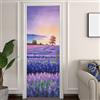 LLSZAHD Adesivi per Porte 80x210cm Fiori di Lavanda Adesivo Porta Interna Paesaggio Floreale 3D Pellicola Adesiva Carta da Parati Soggiorno Bagno Autoadesivo Porta Murale Decorazione
