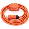 KOOP Elektro Cavo di prolunga in gomma da 2 m, con 1 presa Schuko, IP44, 16A, 230 V, H07BQ-F, 3G2,5 mm2, con spesso isolamento in gomma EPR, per giardino, fabbrica, esterno, arancione, forte e