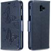 AIFILLE Cover J6 Plus Blu Scuro Custodia in Pelle PU Silicone Farfalla Funzione Supporto Flip Portafoglio con Chiusura Magnetica Slot per Schede Bumper Compatibile per Samsung J6+ 6 Pollici