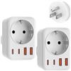 Denlane 2 X Presa Adattatore USA 5 in 1 Spina USA UE con 1 AC 2 USB-C 2 USB-A (3,4A), Adattatore da Viaggio 3750W Adattatore USA, Adattatore da UE a USA per America Canada Thailandia Messico Tipo-B
