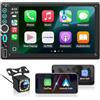 Moobsnry 2 Din BT Car Radio Car Play with Wireless Carplay and Android, Double DIN 7 Inch HD Touch Screen, Mirror Link, FM Radio, EQ, Type-C, USB, Microphone, Telecamera Posteriore, SWC, Navigazione GPS