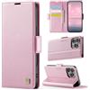 Teeirllim Custodia per iPhone 16 Pro Max, Blocco RFID PU Pelle Portafoglio Flip Case, Carta Fessura, Funzione Supporto, Antiurto Case Cover per iPhone 16 Pro Max, Rosa