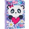 PRESTIGE & DELUXE Agenda compatibile con scuola diario panda Mofu Mofu viola 2026-2027 datato F.to Standard 13 x 18,5H cm + portachiave paillettes e penna multicolore